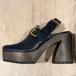 Charlotte Stone Josie Black Platform Slingback Loafers - 7